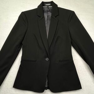 Express Editor Studio Womens Stretch Twill Fitted One Button Blazer size 0